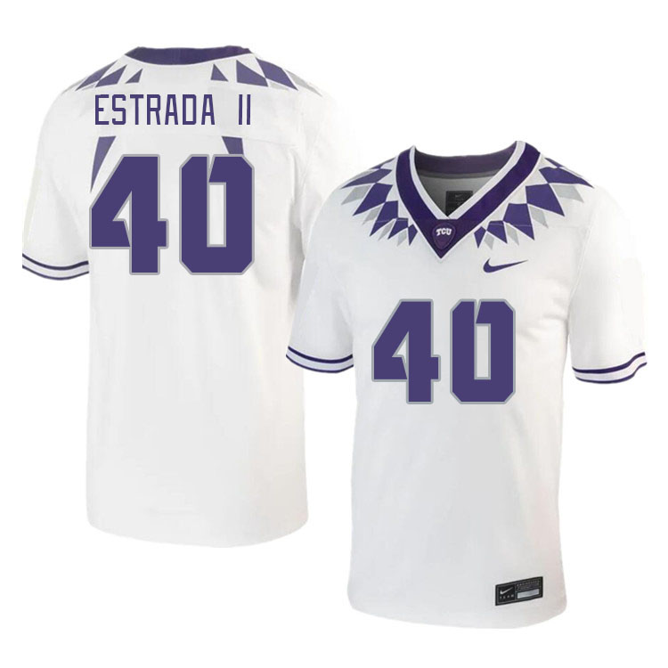 Men #40 Franklin Estrada II TCU Horned Frogs 2023 College Footbal Jerseys Stitched-White - Click Image to Close